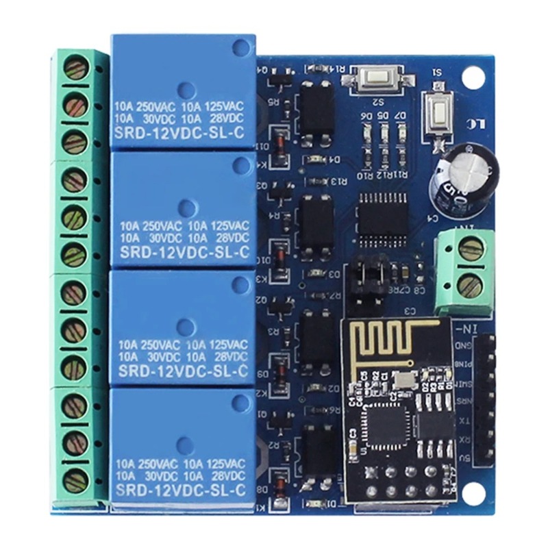 Smart Home Module Iot - ESP8266 ESP-01 4-way WiFi โมดูลรีเลย์ 12V