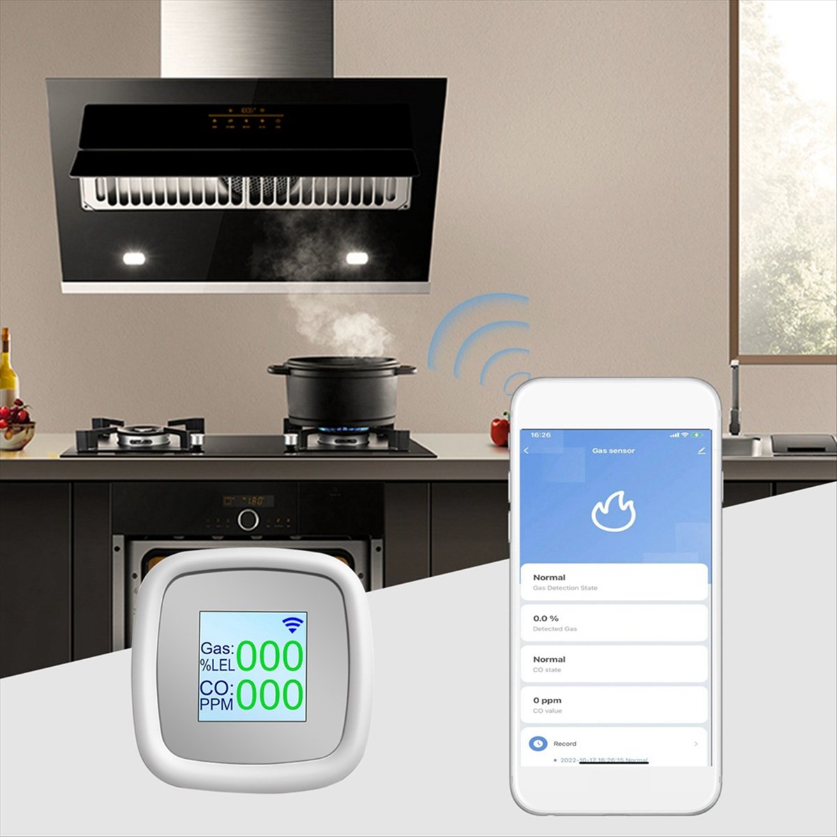 Tuya Smart - [Y39A]ทูยา WIFI เครื่องตรวจจับก๊าซที่ติดไฟได้ เครื่องตรวจจับก๊าซแบบดิจิตอล เซ็นเซอร์ตรวจจับก๊าซ เสียงเตือน
