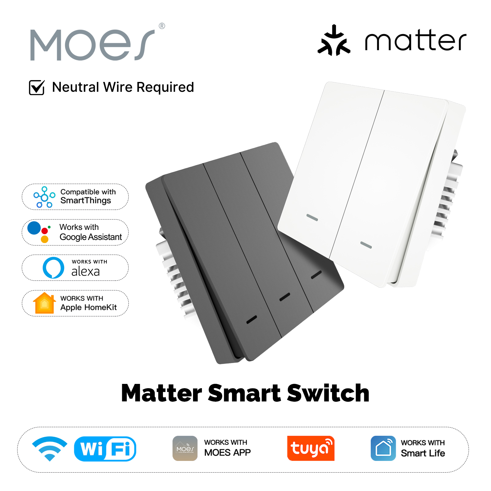 Smart Relay Tuya - MOES Matter Tuya WiFi สมาร์ทปุ่มสวิทช์ EU