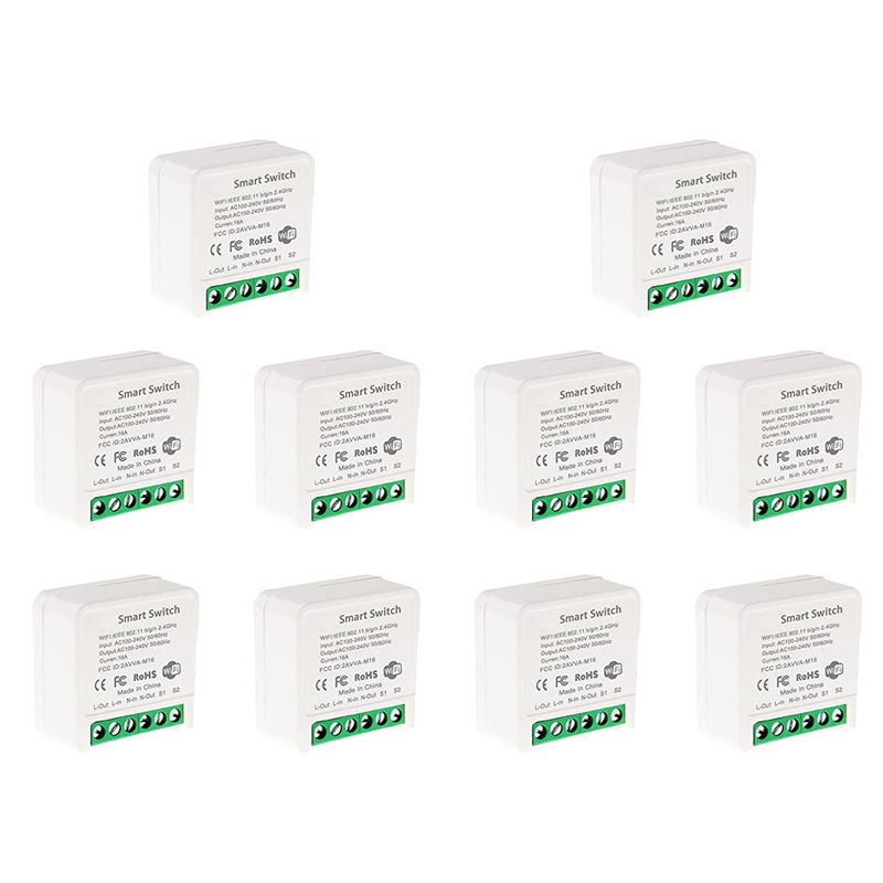 Smart Relay Tuya - สวิตช์รีเลย์อัจฉริยะขนาดเล็ก 10X รองรับ Wi-Fi, โมดูลสวิตช์ไฟตั้งเวลาแบบ DIY