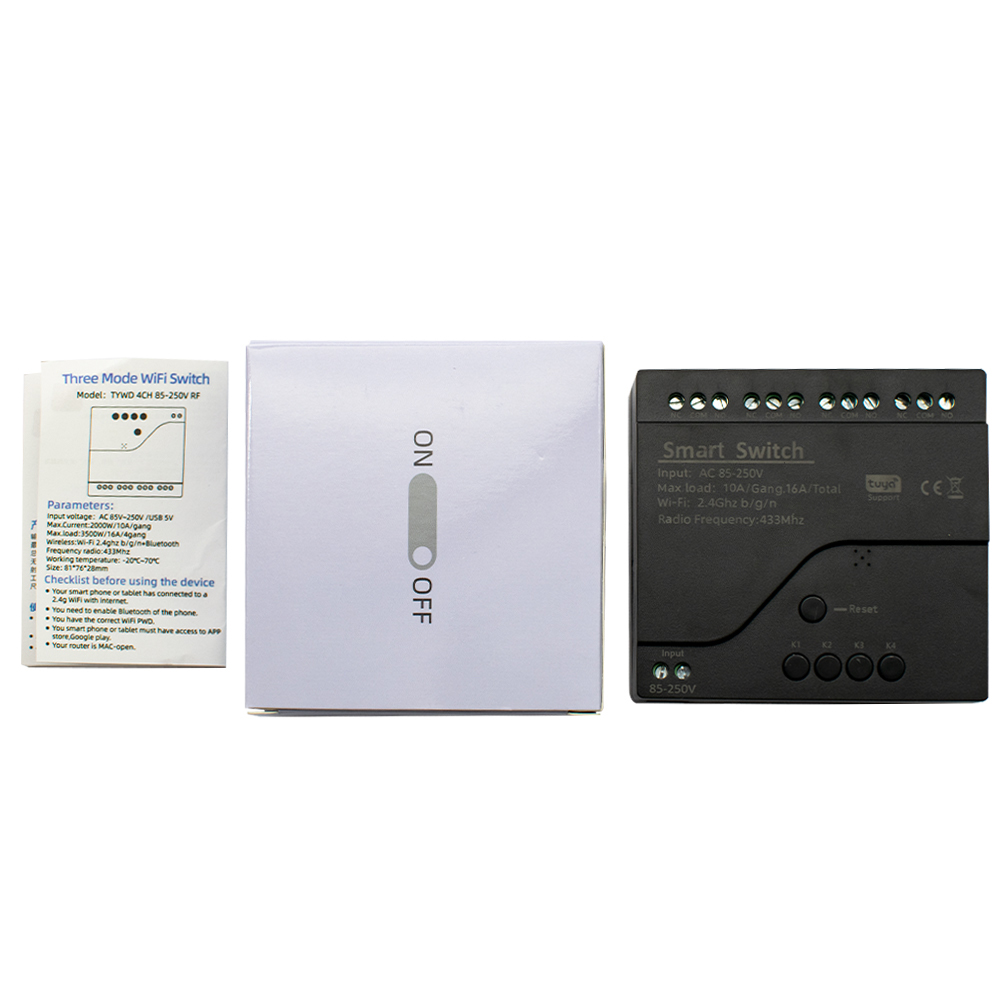 สีดําสไตล์ Tuya 4CH Wifi Smart - Tuya 4 Channel บทวิจารณ์และราคา