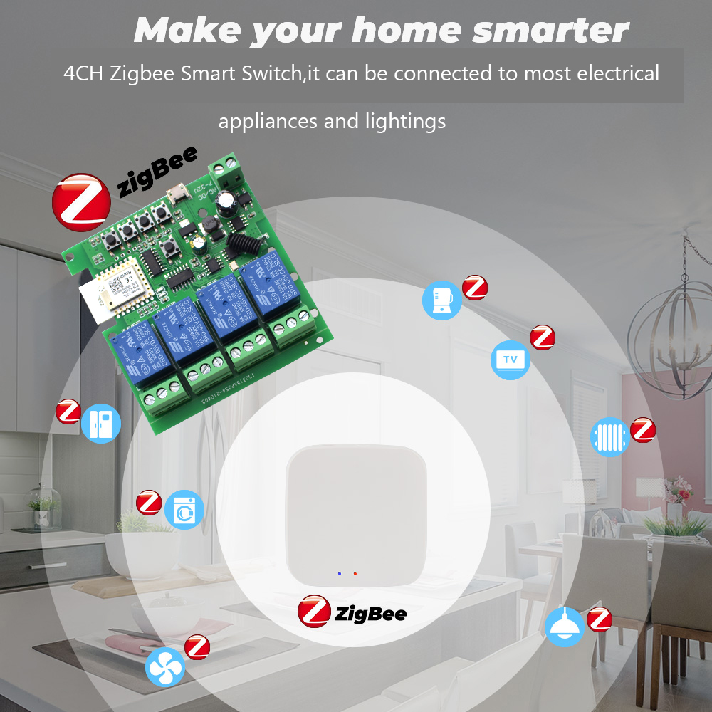 โมดูลสวิตช์รีเลย์ Tuya 4CH Zig - Tuya Smart บทวิจารณ์และราคา