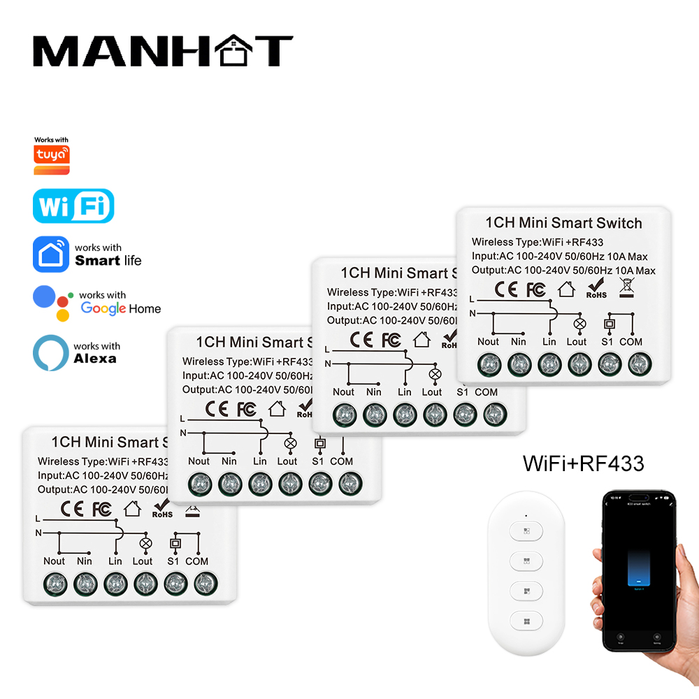10A มินิ WIFI สมาร์ทสวิตช์ RF4 - Smart Relay Tuya บทวิจารณ์และราคา
