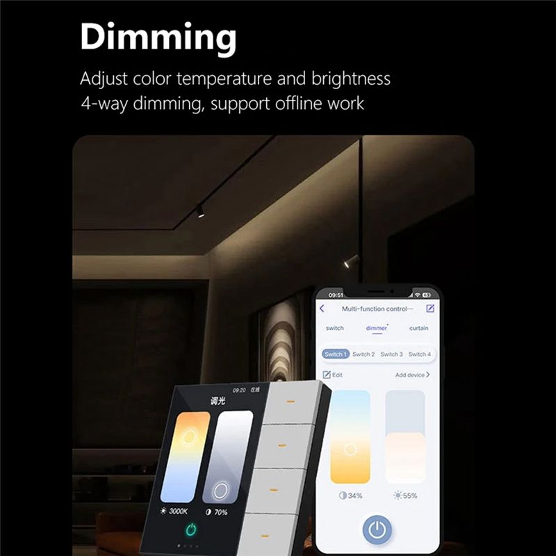 AED6-Tuya Zigbee สวิตช์ติดผนัง - Tuya 4 Channel บทวิจารณ์และราคา